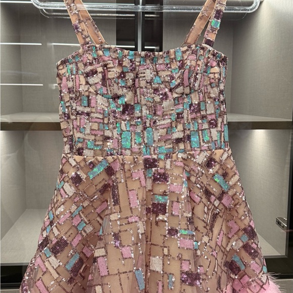 Bronx and Banco Pink Feathered Mini Dress - Picture 5 of 6